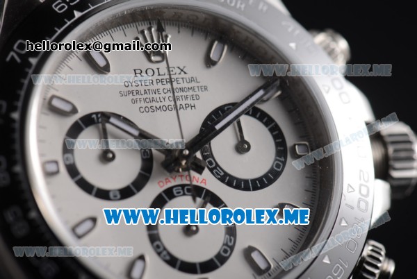 Rolex Daytona Swiss Valjoux 7750 Automatic Stainless Steel Case/Bracelet with White Dial and Stick Markers - Click Image to Close